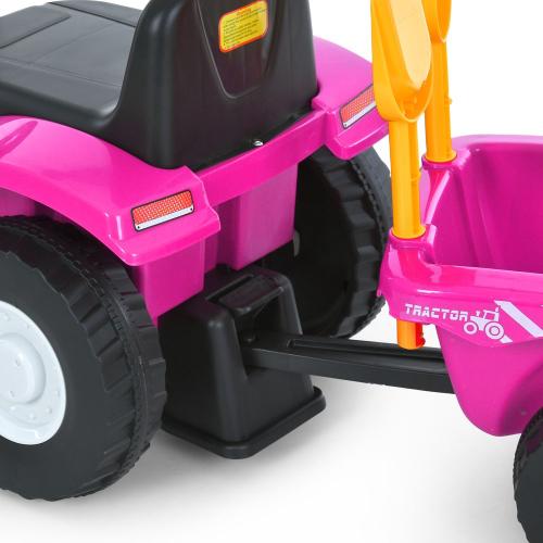 Детский электротрактор Bambi с прицепом и лопатами, розовый
