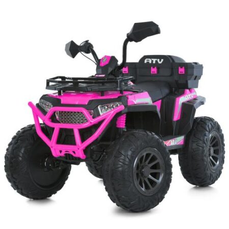 Дитячий електроквадроцикл Bambi повнопривідний з багажником, рожевий