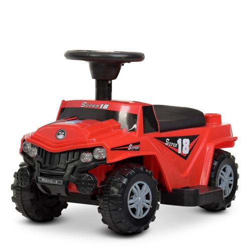 Дитячий толокар-каталка Bambi Super Car 18 з багажником та батьківською ручкою, червоний