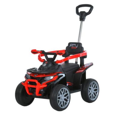 Дитячий електромобіль каталка-толокар Bambi з батьківською ручкою, рожевий