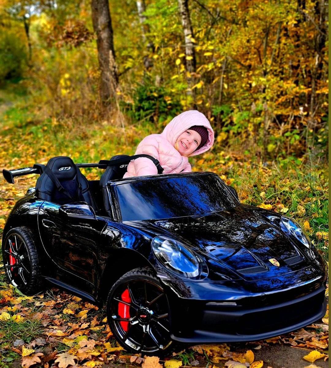 Дитячий електромобіль Bambi Porshe 911 двомісний зі спойлером, чорний