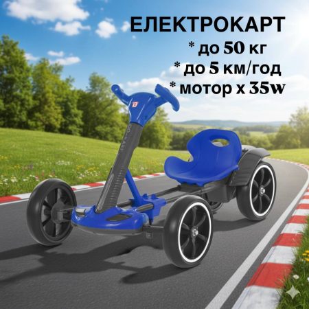 Дитячий електрокарт Bambi із пультом керування та спойлером, блакитний