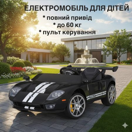 Детский электромобиль Bambi Ford со спойлером и пультом управления, черный