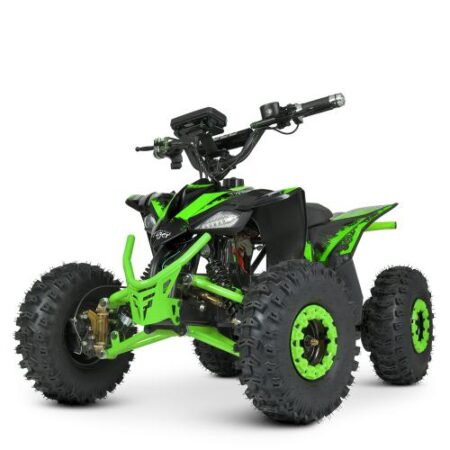 Напівпрофесійний електроквадроцикл Bambi для дітей та підлітків Profi 350W Tiger-9 з ручкою для транспортування, до 65 кг, до 30 км/год, чорно-зелений