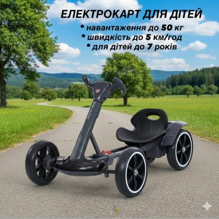 Дитячий електрокарт Bambi із пультом керування та спойлером, чорний