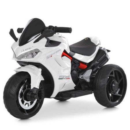 Детский электромотоцикл Bambi трехколесный с резиновыми колесами, белый