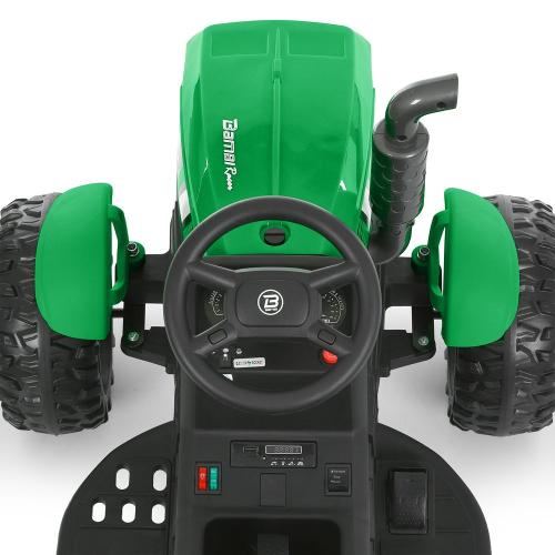 Дитячий електротрактор Bambi з причепом та пультом керування, зелений
