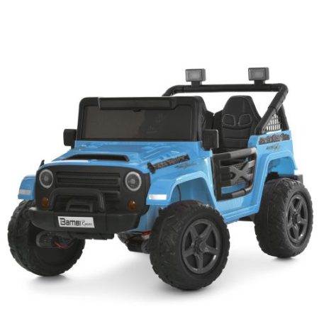 Дитячий електромобіль Bambi Jeep з пультом керування та шкіряними сидіннями, синій