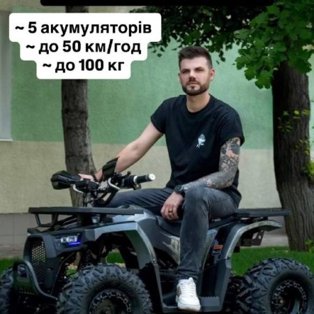 Электроквадроцикл Bambi скоростной с резиновыми колесами и амортизаторами, черный