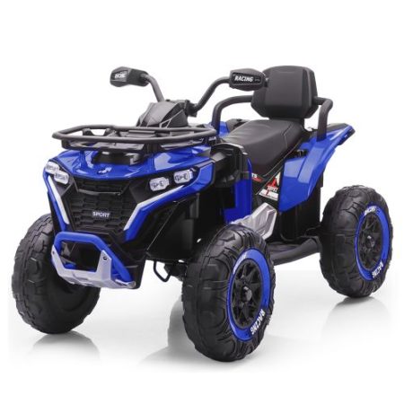 Дитячий електроквадроцикл Bambi з EVA-колесами спинкою та шкіряним сидінням, синій