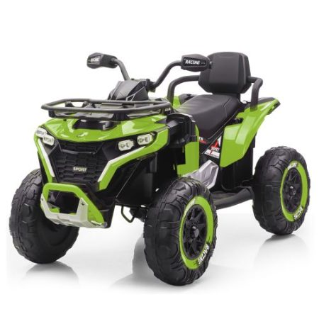 Дитячий електроквадроцикл Bambi з EVA-колесами спинкою та шкіряним сидінням, зелений
