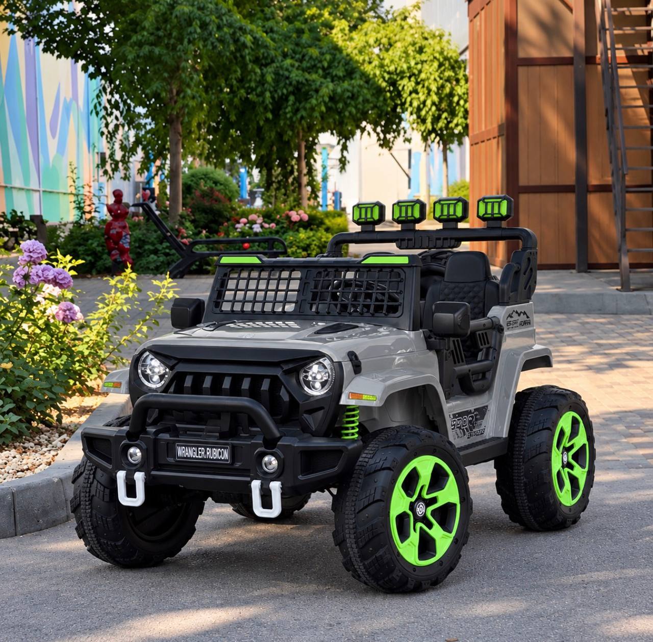Дитячий електромобіль Bambi Jeep двомісний на пульті керування, сірий