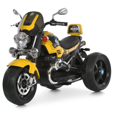 Дитячий мотоцикл Bambi Bike з дзеркалами, спинкою та EVA-колесами, жовтий