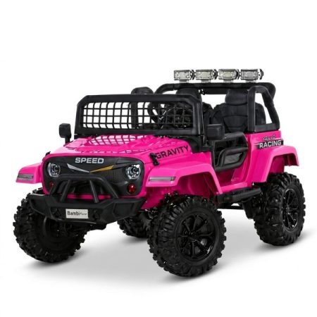 Детский электромобиль Jeep Bambi одноместный с мягким сиденьем, розовый