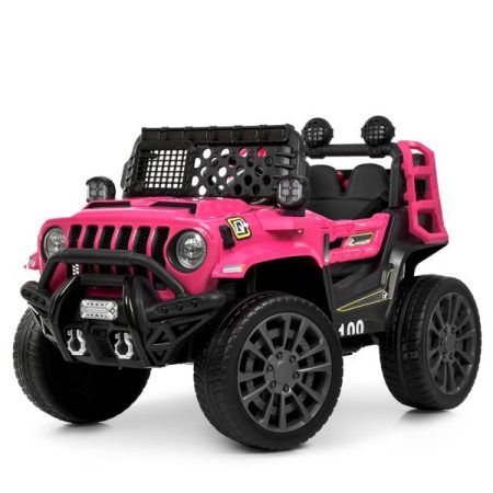 Дитячий електромобіль Jeep одномісний з пультом керування, рожевий