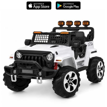 Детский электромобиль Bambi Jeep двухместный на пульте управления, белый.