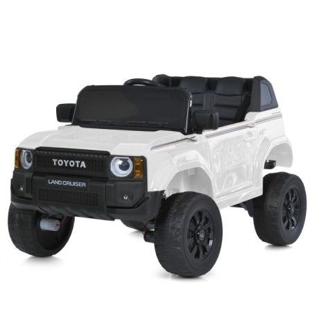 Детский электромобиль Toyota Land Cruiser, полноприводный одноместный джип, белый.