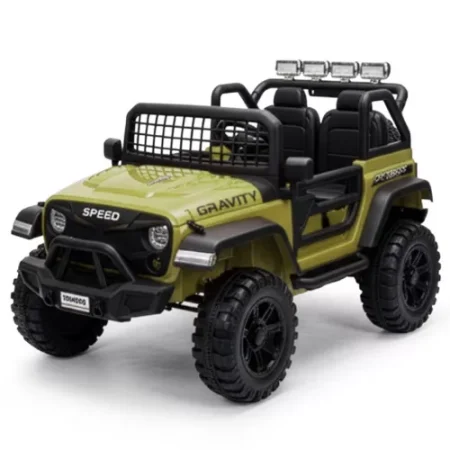 Детский электромобиль Jeep Bambi одноместный с мягким сиденьем, зеленый