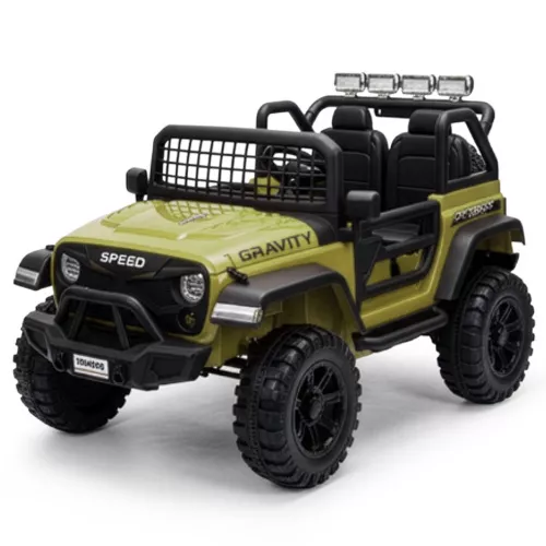 Детский электромобиль Jeep Bambi одноместный с мягким сиденьем, зеленый