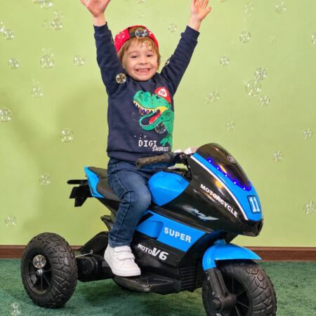 Детский электромотоцикл Bambi Yamaha YZR-M1 (MP3) трехколесный с подсветкой, синий