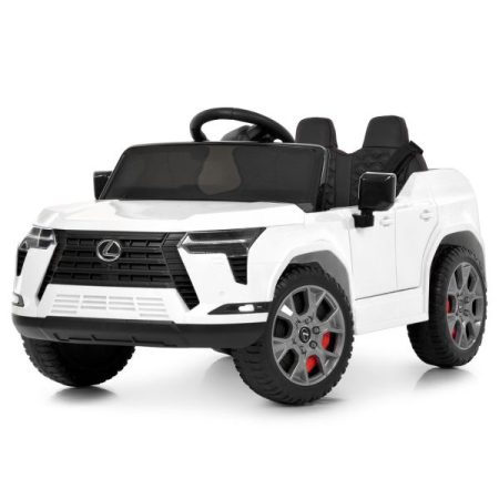 Дитячий електромобіль Lexus LX з шкіряним сидінням та пультом керування, білий