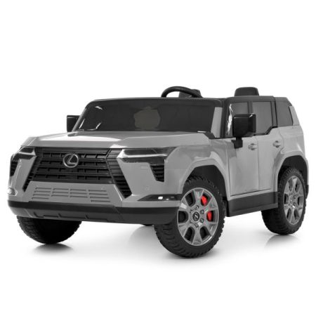 Детский электромобиль Lexus LX 200 с мягким сиденьем и пультом управления, серый