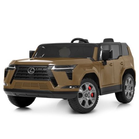 Детский электромобиль Lexus LX 200 с мягким сиденьем и пультом управления, коричневый