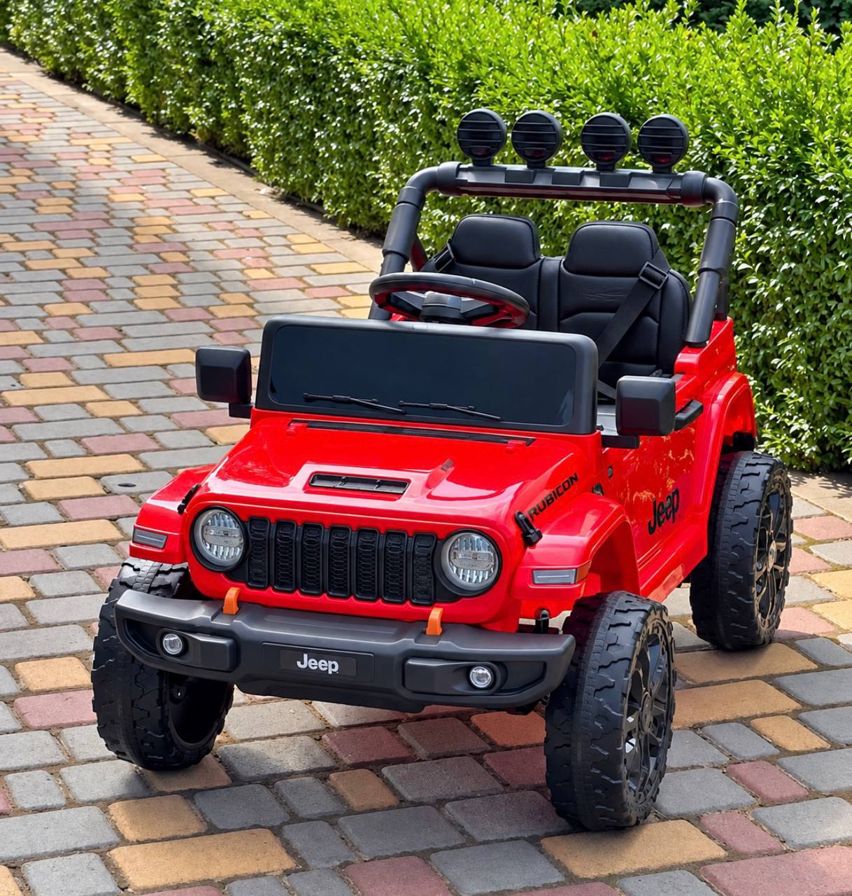 Дитячий електромобіль Jeep одномісний з EVA-колесами та пультом керування, червоний