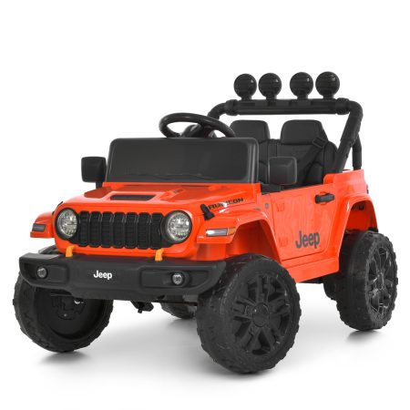 Детский электромобиль Jeep Wrangler Rubicon одноместный на пульте управления, оранжевый.